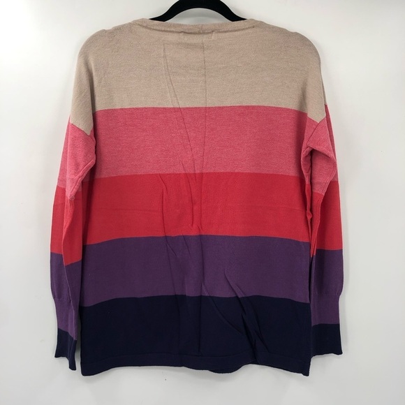 FILLY FLAIR Striped Colorblock Pocket Sweater Knit Pullover Stripes Soft Women S - Picture 8 of 8